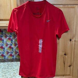 Nike Red Short Sleeve Athletic Tee with Silver Swoosh